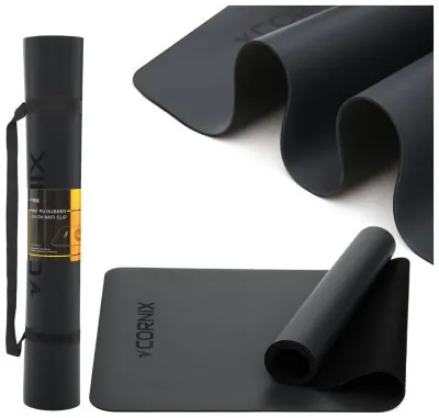 Коврики спортивные Cornix PU 183 x 68 x 0.4 см для йоги и фитнеса XR-0317 Black