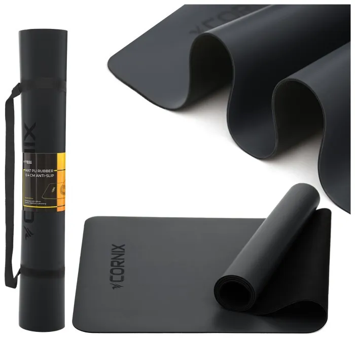 Коврики спортивные Cornix PU 183 x 68 x 0.4 см для йоги и фитнеса XR-0317 Black