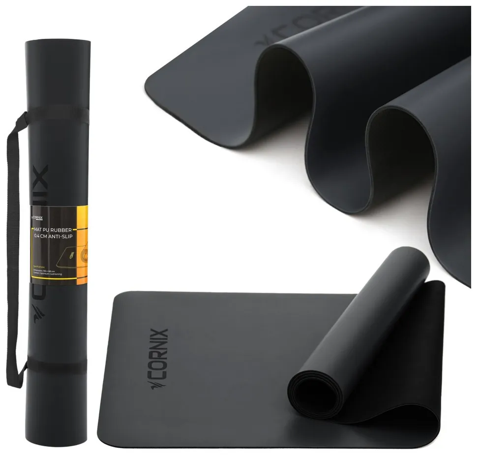 Килимок спортивний Cornix PU 183 x 68 x 0.4 см для йоги та фітнесу XR-0317 Black (LFXR-0317)