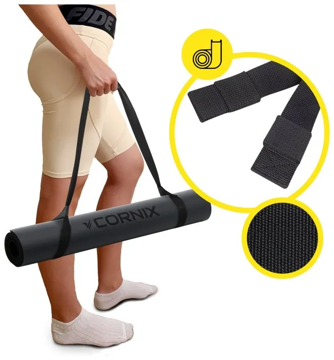 Коврики спортивные Cornix PU 183 x 68 x 0.4 см для йоги и фитнеса XR-0317 Black