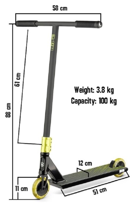 Самокат трюковый Hipe H5 Black/lime
