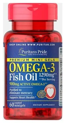 Omega-3 Fish Oil 1290 mg Mini Gels (900 mg Active Omega-3) - 60 softgels