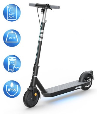 Електросамокат OKAI ES20-NEON Black 9", 300(600)W, 9.8Ah, 40km, 25km\h, 20%, NFC, App, 16kg