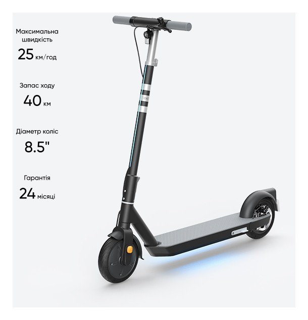 Електросамокат OKAI ES20-NEON Black 9", 300(600)W, 9.8Ah, 40km, 25km\h, 20%, NFC, App, 16kg