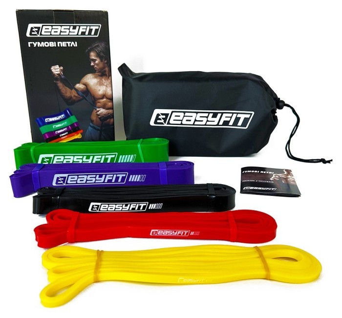 Резиновые петли EasyFit: набор 1-65 кг (5 шт)