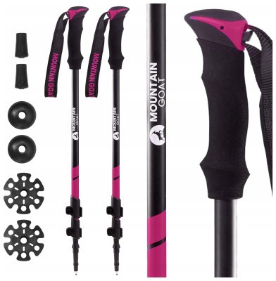 Трекінгові палиці Mountain Goat Peak+ 65-135 см Black/Pink (P-5905973404648)