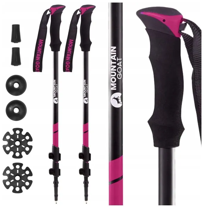 Трекінгові палиці Mountain Goat Peak+ 65-135 см Black/Pink (P-5905973404648)
