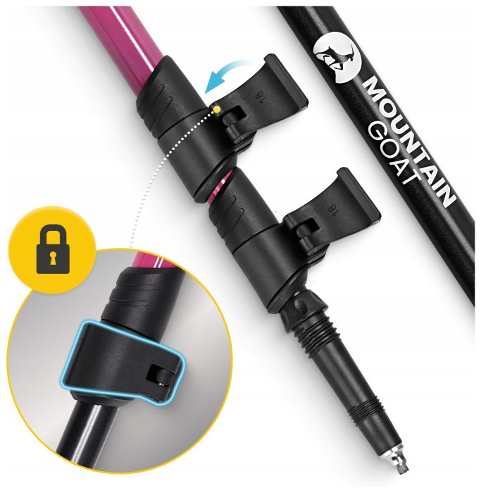Трекінгові палиці Mountain Goat Peak+ 65-135 см Black/Pink (P-5905973404648)