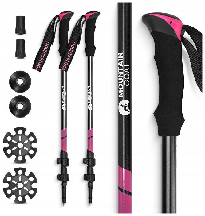 Трекінгові палиці Mountain Goat Peak+ 65-135 см Black/Pink (P-5905973404648)