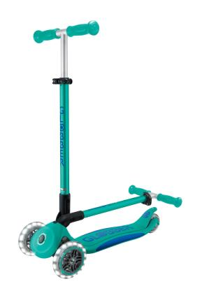 Самокат GLOBBER серії ELITE LIGHTS, смарагдово-зелений, колеса з підсвіткою, 50кг, 3+, укр, укр