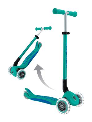 Самокат GLOBBER серії ELITE LIGHTS, смарагдово-зелений, колеса з підсвіткою, 50кг, 3+, укр, укр