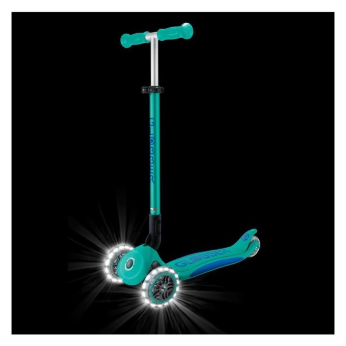 Самокат GLOBBER серии ELITE LIGHTS, изумрудно-зеленый, колеса с подсветкой, 50кг, 3+