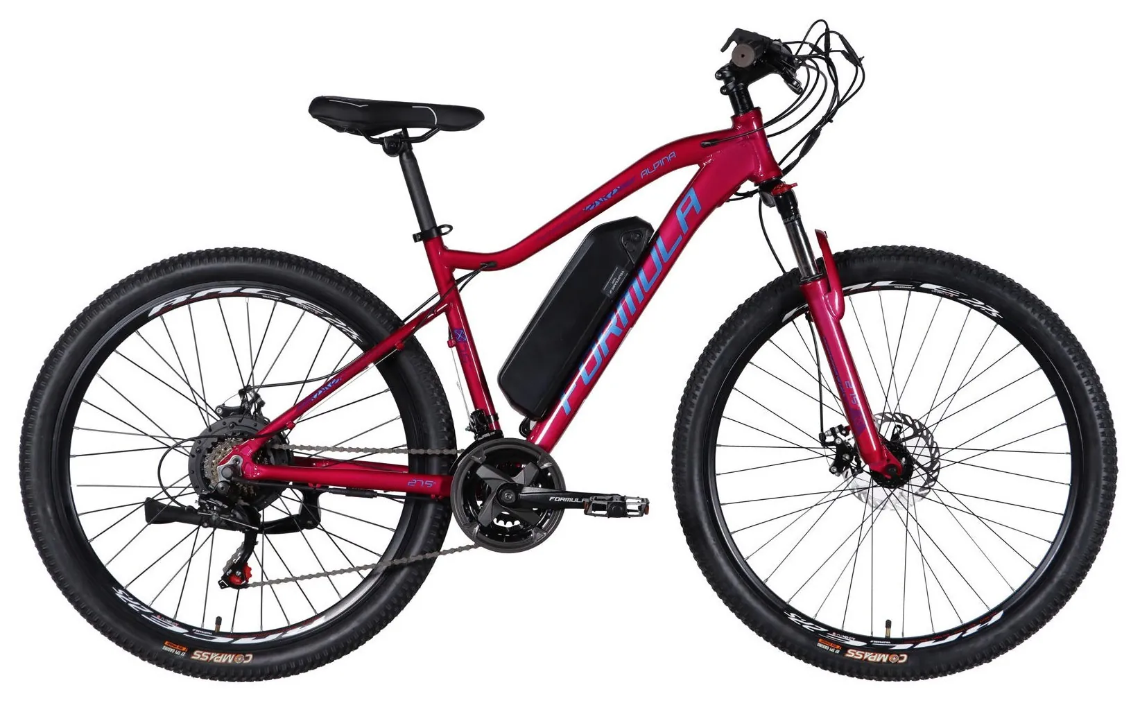 Велосипед з електроприводом 27.5" AL Formula eALPINA DD FR рама-17" 36B 12.5А*г 500Вт рожево-синій 2026 (ELB-FR-27.5-046)