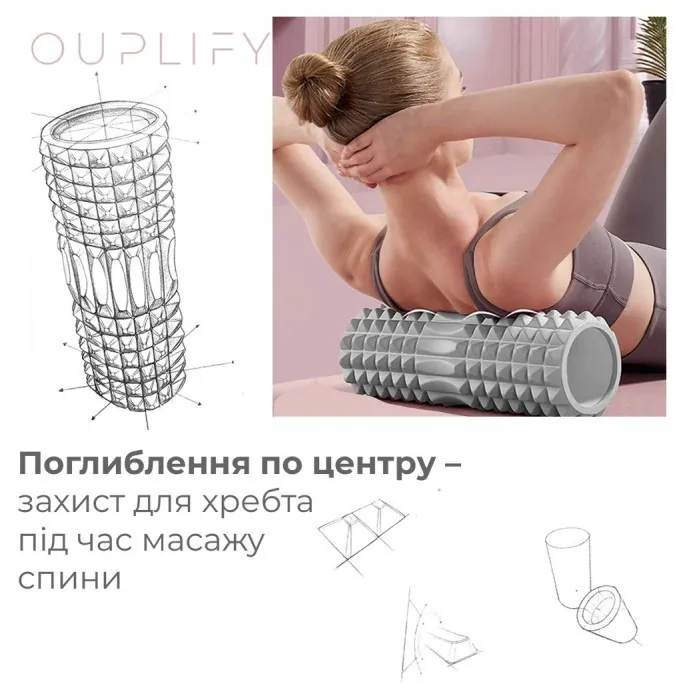 Массажный ролик (роллер) PowerPlay 4405 EVA Massage Roller Серый (33x12см.)
