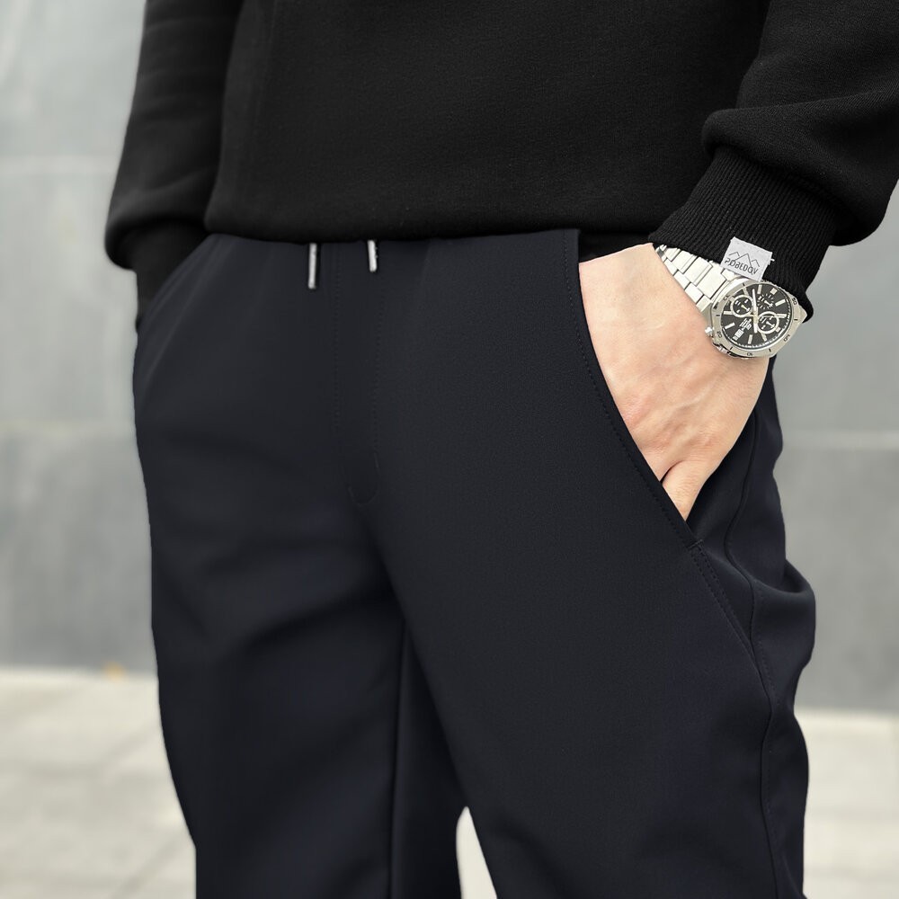 Брюки из софтшела для мужчин весенние осенние темно-синие Pobedov Point