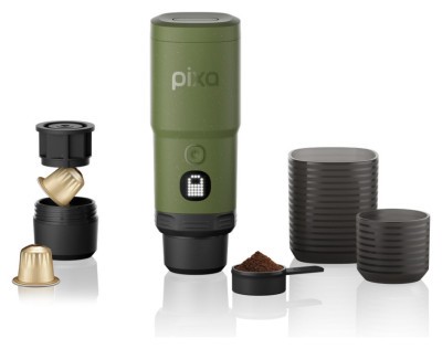 Портативная электрическая эспрессо кофеварка Wacaco Pixapresso для молотого кофе и капсул, оливково-зеленая.