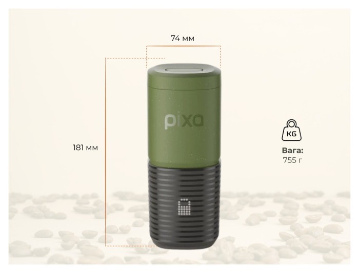 Портативная электрическая эспрессо кофеварка Wacaco Pixapresso для молотого кофе и капсул, оливково-зеленая.