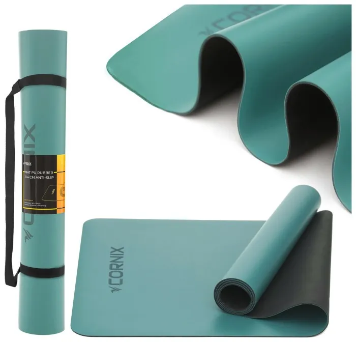 Коврики спортивные Cornix PU 183 x 68 x 0.4 см для йоги и фитнеса XR-0318 Turquoise