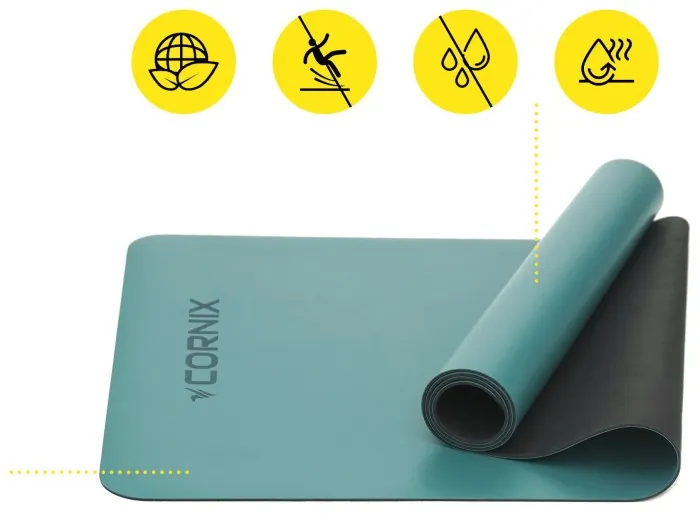 Коврики спортивные Cornix PU 183 x 68 x 0.4 см для йоги и фитнеса XR-0318 Turquoise