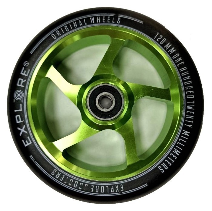Колесо для трюкового самокату Explore 120 дюраль abec -9 Зелений, укр, укр