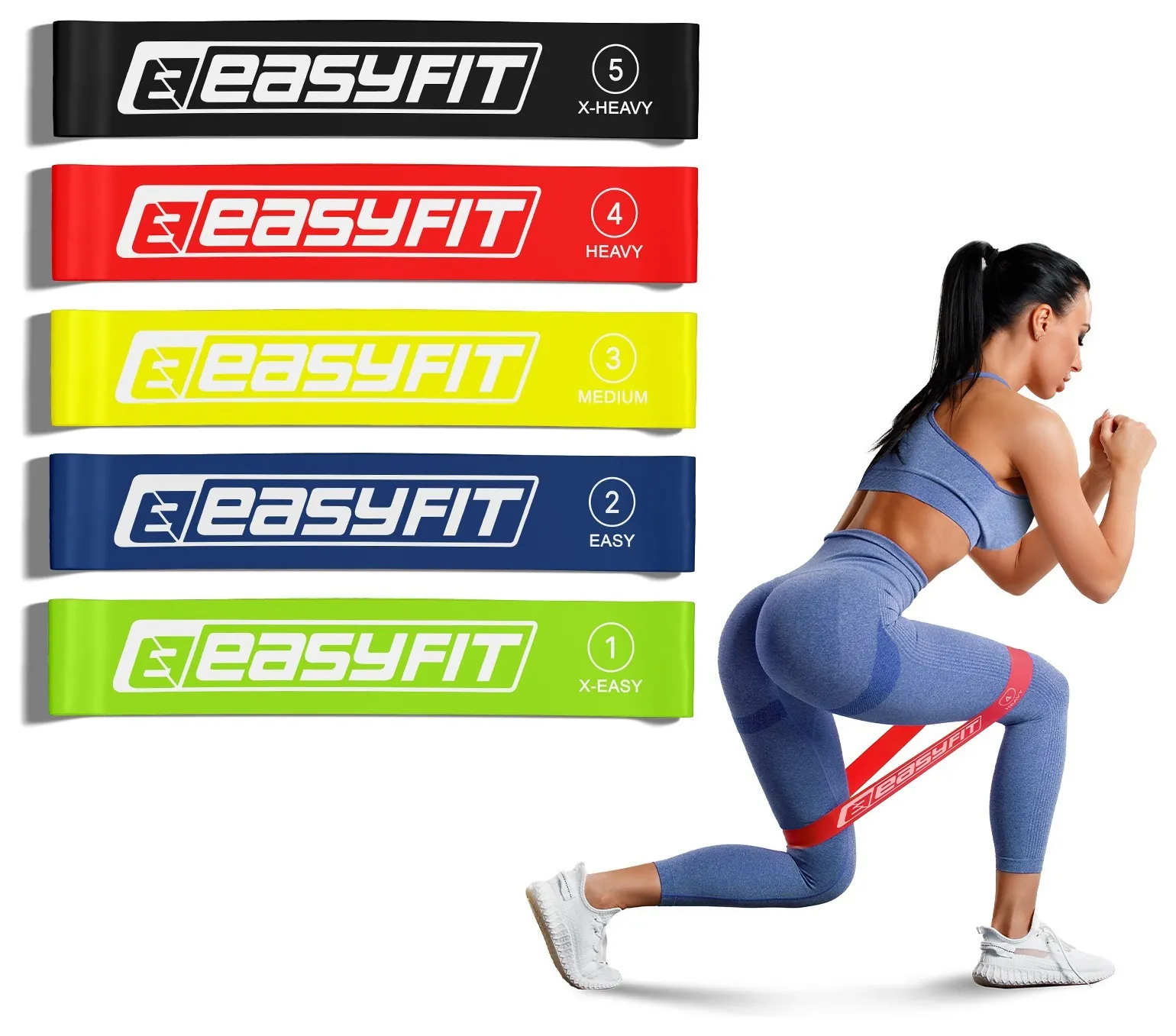 Гумові кільця для фітнесу EasyFit набір 5 шт (Різні кольори)