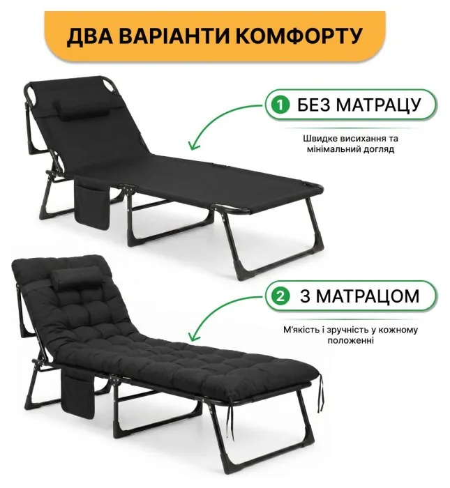 Розкладне ліжко (розкладачка) з подушкою LEOBRO Темно-сіре (FB-S04-PPB)