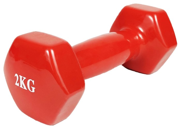 Гантель для фитнеса 2.0 кг. EasyFit с виниловым покрытием красная.