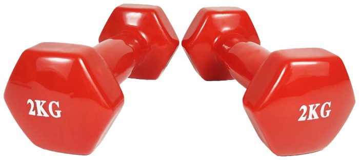 Гантель для фитнеса 2.0 кг. EasyFit с виниловым покрытием красная.
