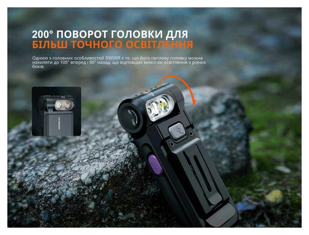 Ліхтар ручний Fenix SW05R-UV LED чорний, укр, укр