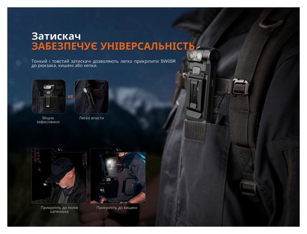 Ліхтар ручний Fenix SW05R-UV LED чорний, укр, укр