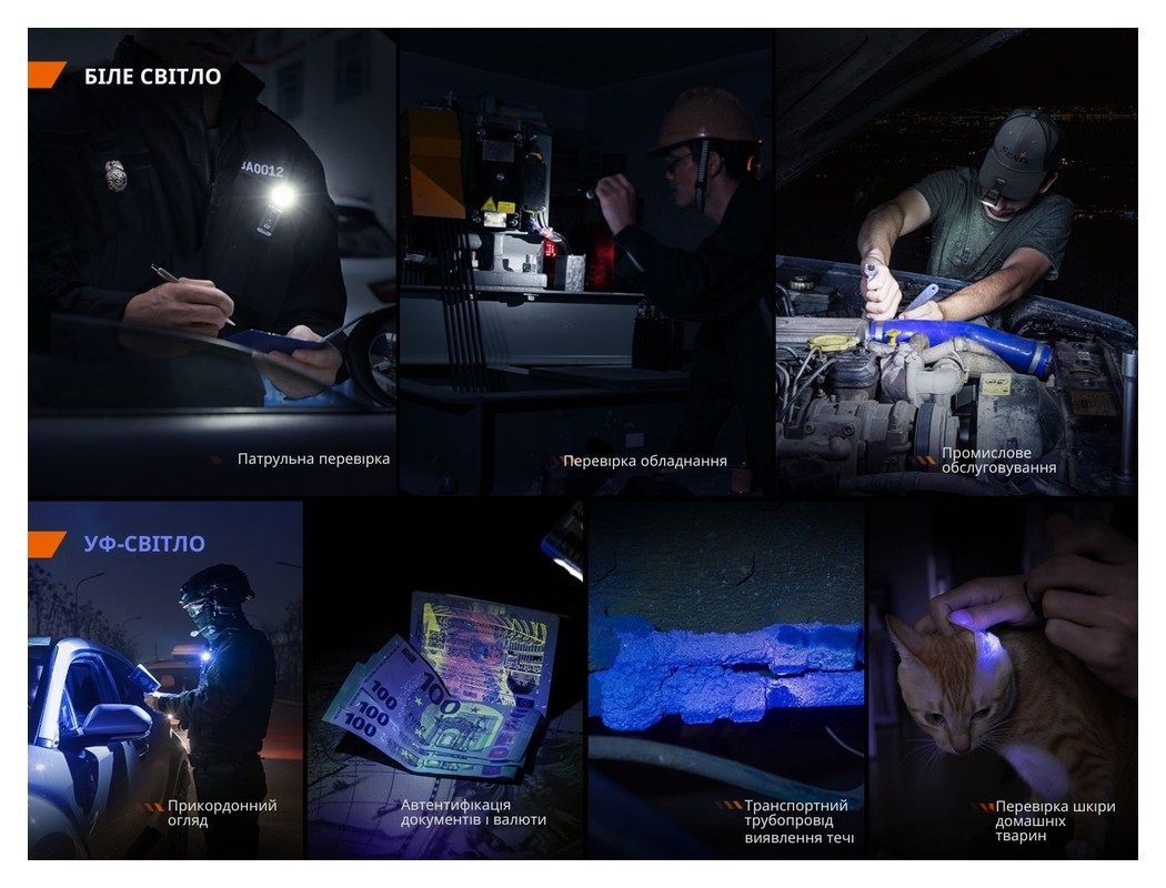 Ліхтар ручний Fenix SW05R-UV LED чорний, укр, укр