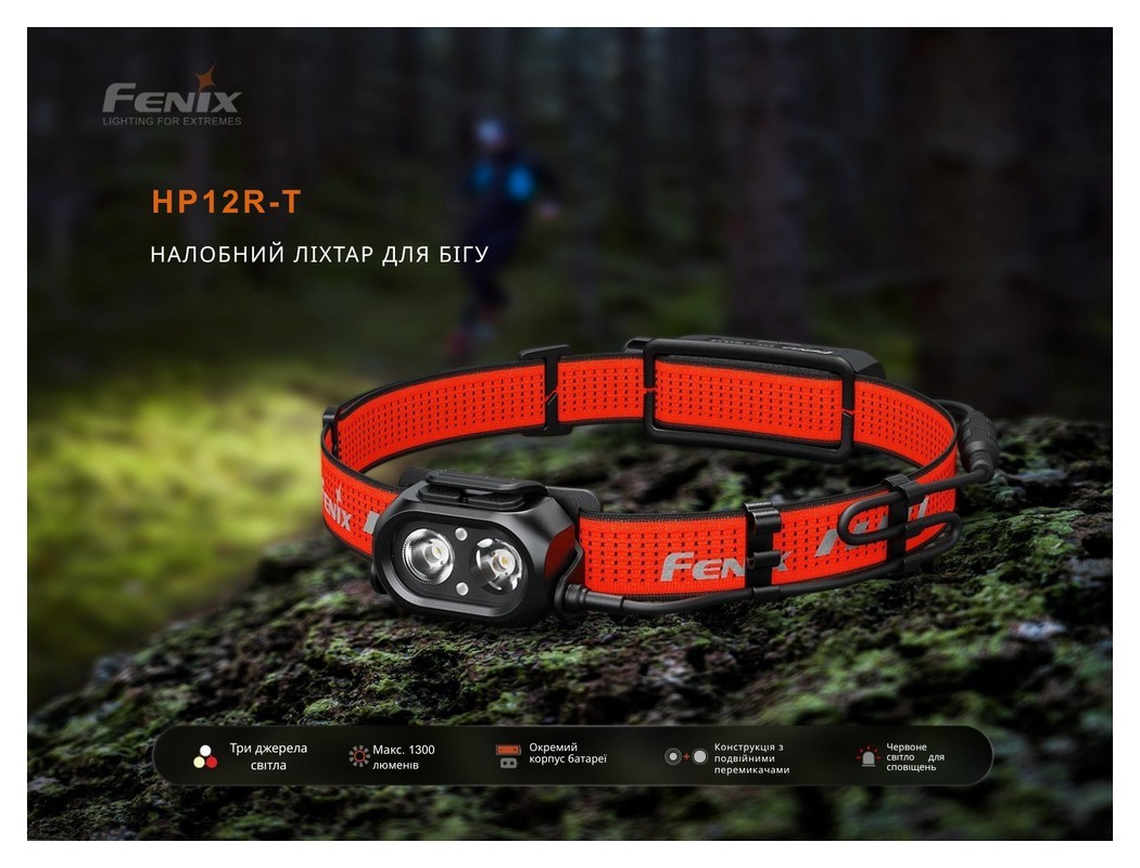 Ліхтар налобний Fenix HP12R-TRd червоний, укр, укр