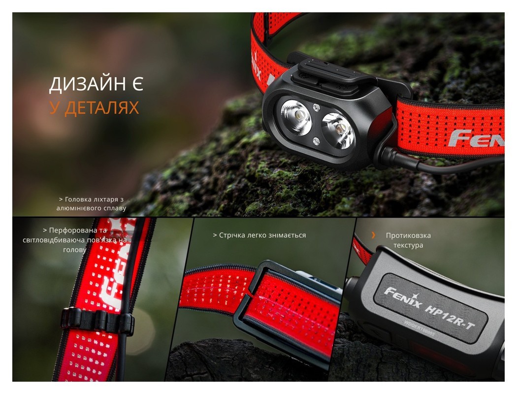Ліхтар налобний Fenix HP12R-TRd червоний, укр, укр
