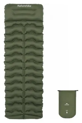 Матрац туристичний надувний одномісний Naturehike CNK2550WS019, 200x60x9.5 см, зелений, прямокутний із мішком для надування