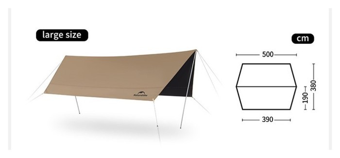 Тент універсальний Naturehike CNK2350WS015, розмір L, бежевий, укр, укр