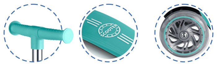 Детский самокат трехколесный Ricokids Glow бирюзовый