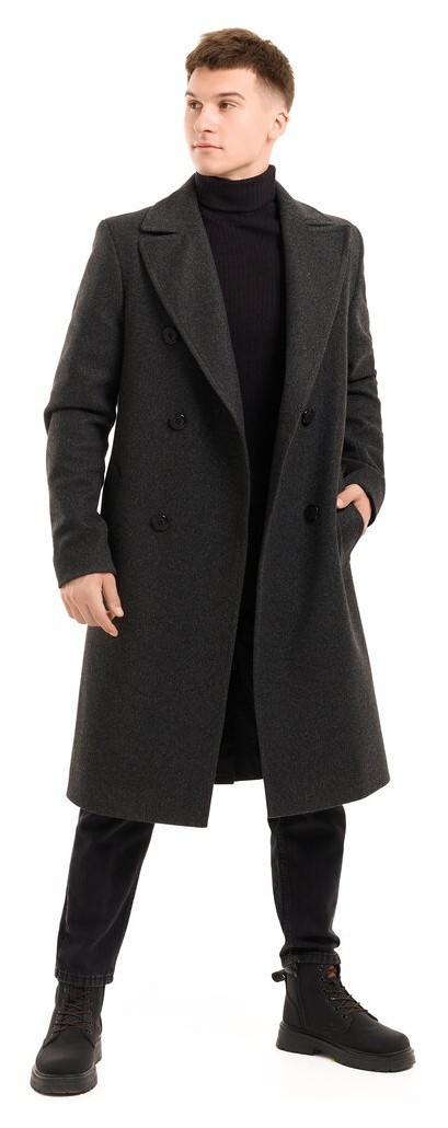 Чоловіче пальто Pobedov Greyford. Пальто демісезонне сіре для чоловіків із вовни, укр, укр