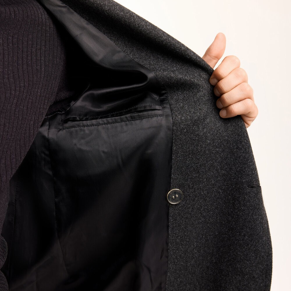 Чоловіче пальто Pobedov Greyford. Пальто демісезонне сіре для чоловіків із вовни, укр, укр