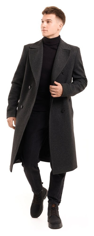 Чоловіче пальто Pobedov Greyford. Пальто демісезонне сіре для чоловіків із вовни, укр, укр