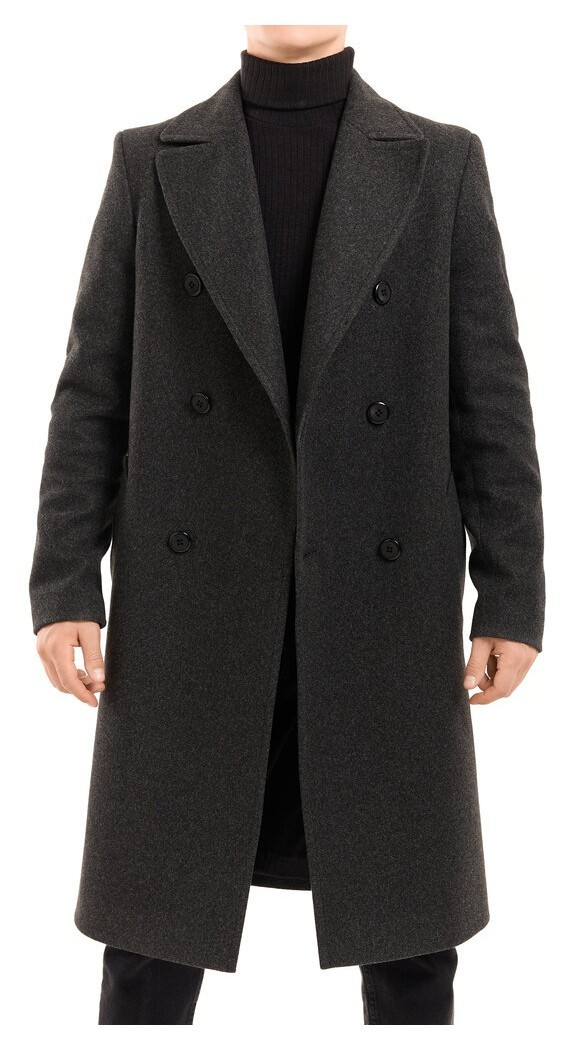 Чоловіче пальто Pobedov Greyford. Пальто демісезонне сіре для чоловіків із вовни, укр, укр