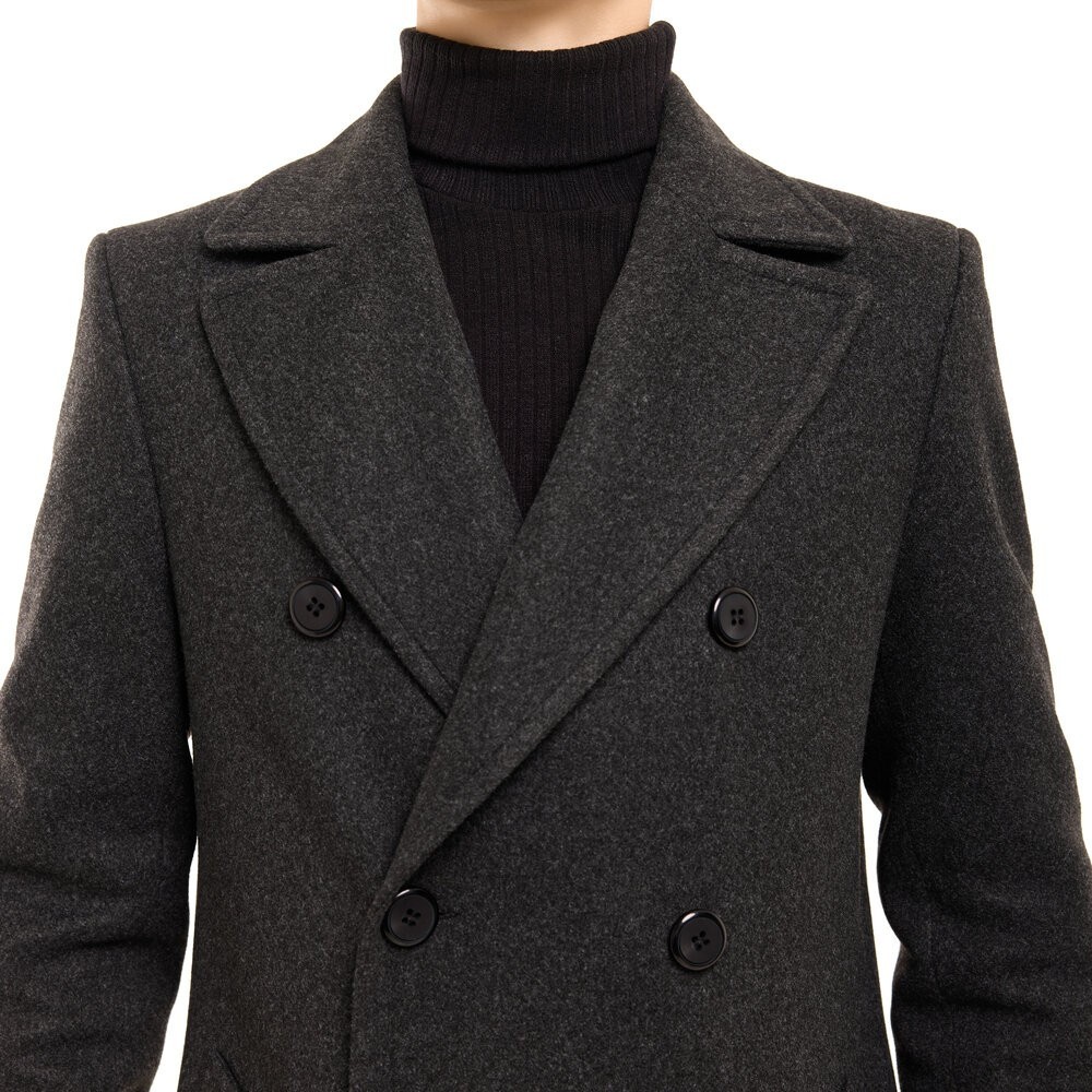 Чоловіче пальто Pobedov Greyford. Пальто демісезонне сіре для чоловіків із вовни, укр, укр