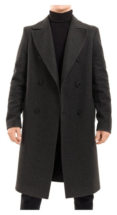 Чоловіче пальто Pobedov Greyford. Пальто демісезонне сіре для чоловіків із вовни, укр, укр