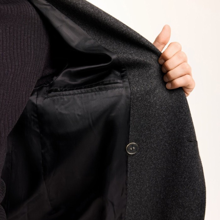 Чоловіче пальто Pobedov Greyford. Пальто демісезонне сіре для чоловіків із вовни, укр, укр