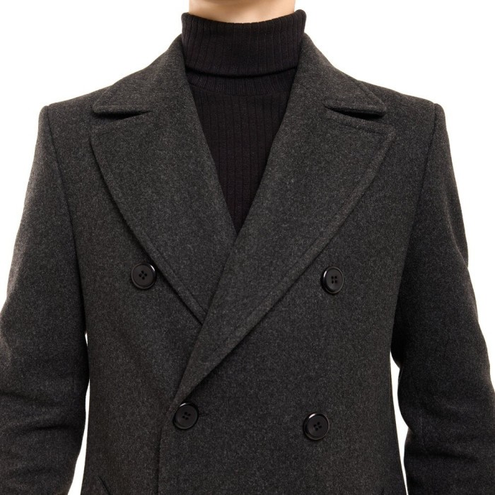 Чоловіче пальто Pobedov Greyford. Пальто демісезонне сіре для чоловіків із вовни, укр, укр