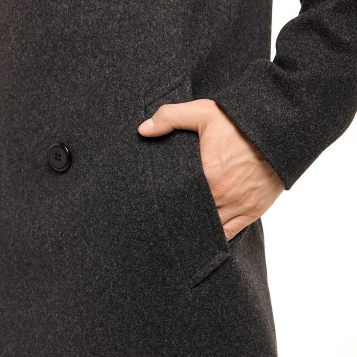 Чоловіче пальто Pobedov Greyford. Пальто демісезонне сіре для чоловіків із вовни, укр, укр