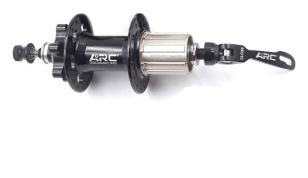 Задня втулка AL 32H під диск. ARC MT-001RA чорний. з ексцентром. на пром. підшипні. під касету 8-9-10