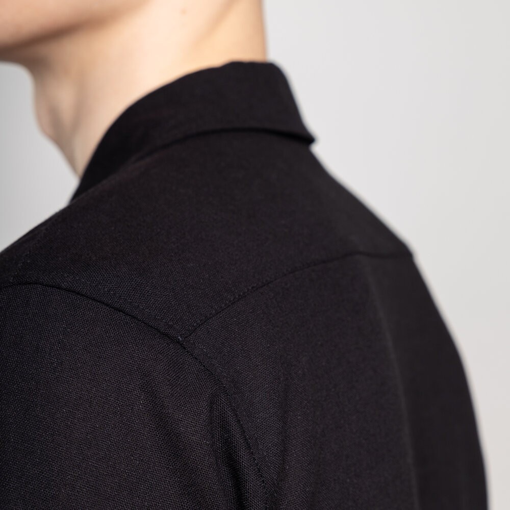 Чоловіча сорочка з коротким рукавом чорна Pobedov Marsel