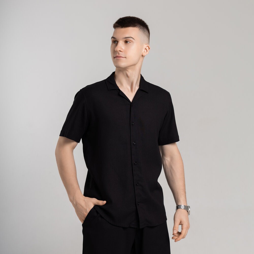 Чоловіча сорочка з коротким рукавом чорна Pobedov Marsel, укр, укр