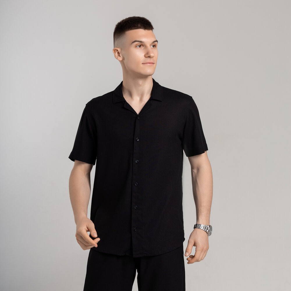 Чоловіча сорочка з коротким рукавом чорна Pobedov Marsel, укр, укр