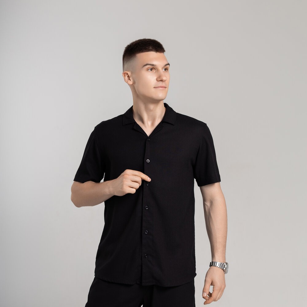 Чоловіча сорочка з коротким рукавом чорна Pobedov Marsel, укр, укр